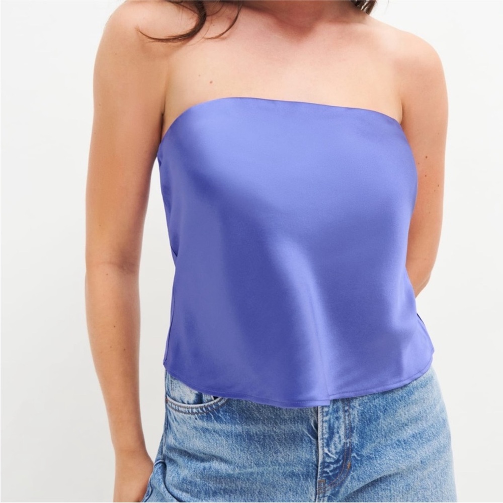 Reformation Spritz Strapless Silk Top Jacaranda 🤍
